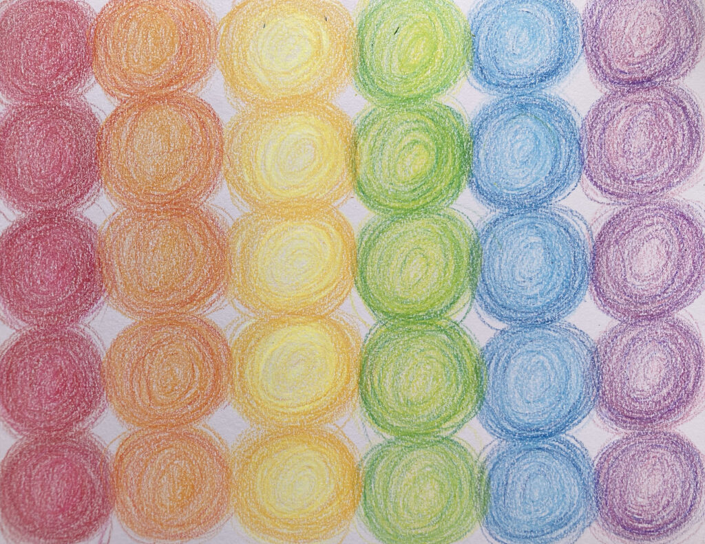 Zen Coloring! For ALL ages and experiences! Get your zen on by marking lines, filling and shading:) I did rainbows again. I love rainbows